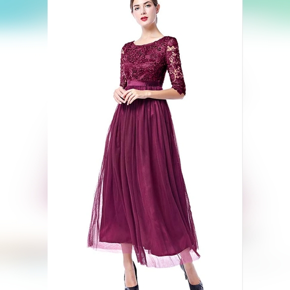 IBTOM CASTLE Women's Floral Lace Tulle Half Sleeve size 16 - Picture 2 of 16